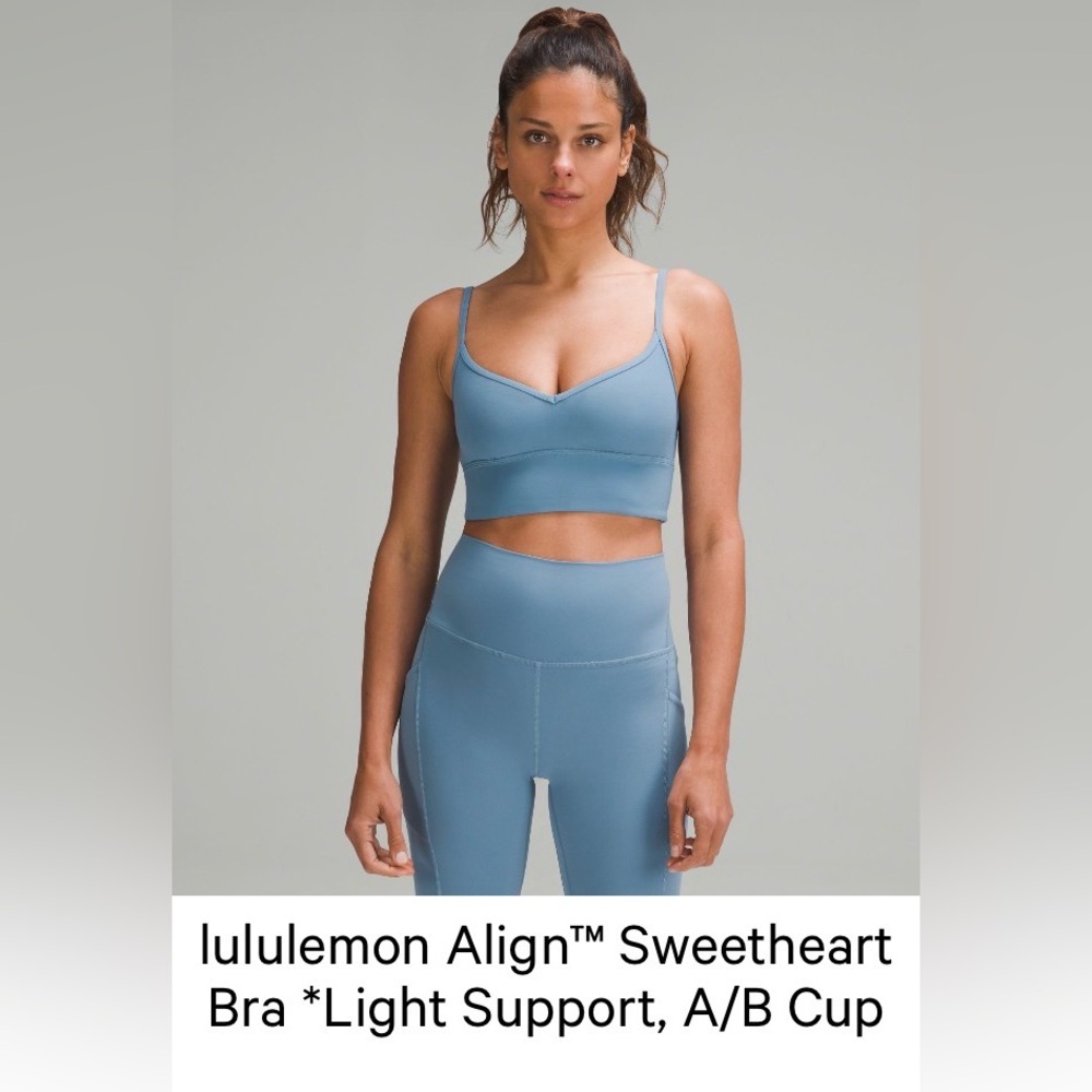 lululemon Align Sweetheart Bra and shorts size 4 steel blue